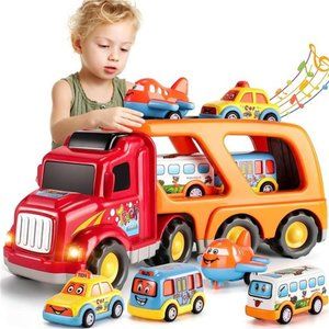 Toddler Carrier Truck Transport Vehicles Toys-5 in 1 Toys for 3 4 5 6 7 Year Old